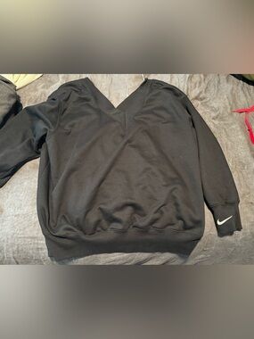 Nike Black Off-the-Shoulder V-Neck Sweater